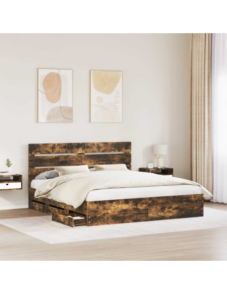 Struttura del letto con cassetto Rovere fumé 180 x 200 cm