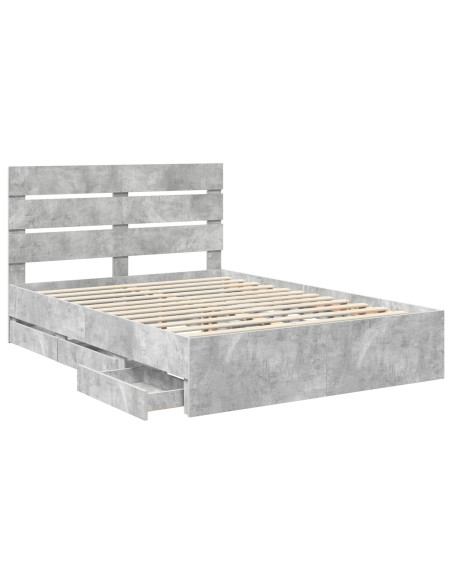 Struttura del letto con cassetto Grigio cemento 150 x 200 cm