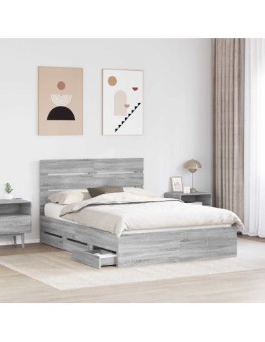 Struttura del letto con cassetto Grigio Sonoma 150 x 200 cm
