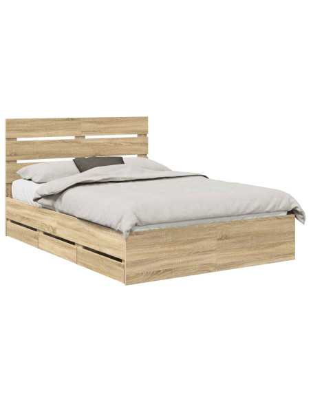Struttura del letto con cassetto Rovere Sonoma 140 x 190 cm