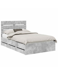Struttura del letto con cassetto Grigio cemento 135 x 190 cm 2