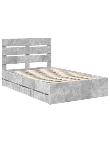 Struttura del letto con cassetto Grigio cemento 135 x 190 cm
