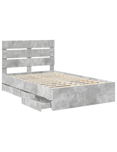 Struttura del letto con cassetto Grigio cemento 135 x 190 cm