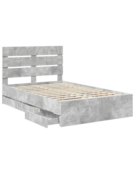 Struttura del letto con cassetto Grigio cemento 135 x 190 cm