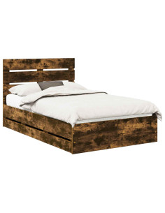 Struttura del letto con cassetto Rovere fumé 135 x 190 cm 2