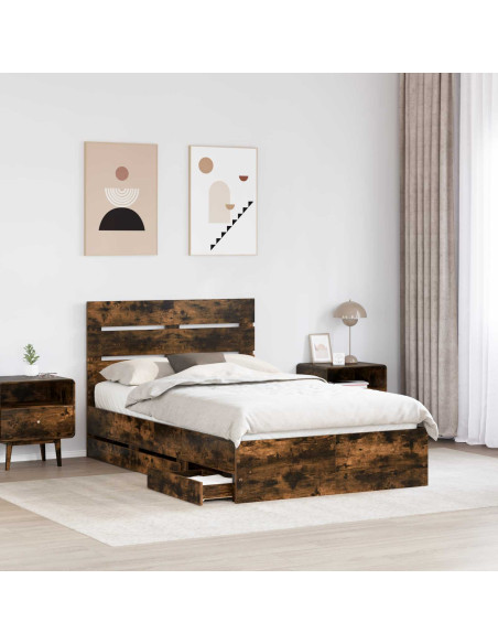 Struttura del letto con cassetto Rovere fumé 120 x 190 cm