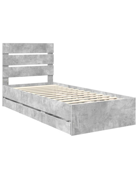 Struttura del letto con cassetto Grigio cemento 90 x 190 cm