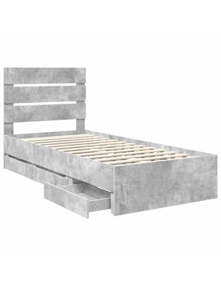 Struttura del letto con cassetto Grigio cemento 90 x 190 cm