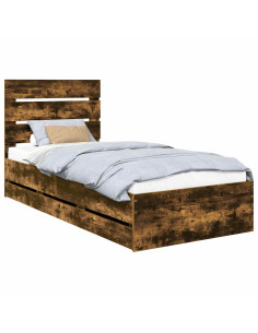 Struttura del letto con cassetto Rovere fumé 90 x 190 cm 2