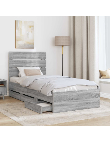 Struttura del letto con cassetto Grigio Sonoma 90 x 190 cm