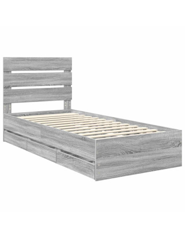 Struttura del letto con cassetto Grigio Sonoma 90 x 190 cm