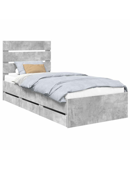 Struttura del letto con cassetto Grigio cemento 90 x 200 cm
