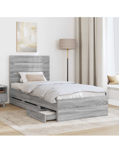 Struttura del letto con cassetto Grigio Sonoma 90 x 200 cm