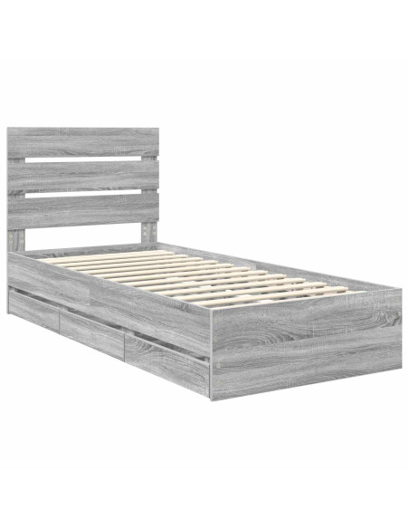 Struttura del letto con cassetto Grigio Sonoma 90 x 200 cm