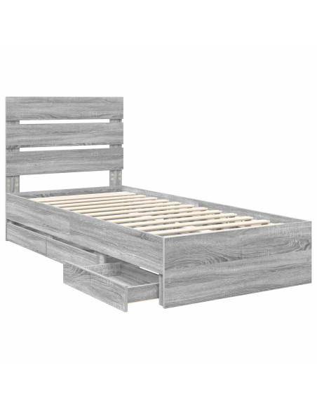 Struttura del letto con cassetto Grigio Sonoma 75 x 190 cm