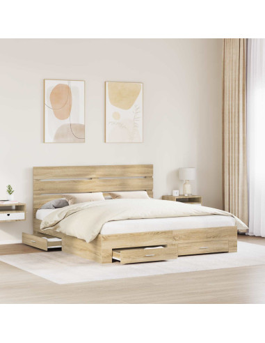 Struttura del letto con cassetto Rovere Sonoma 200 x 200 cm