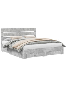 Struttura del letto con cassetto Grigio cemento 200 x 200 cm 2