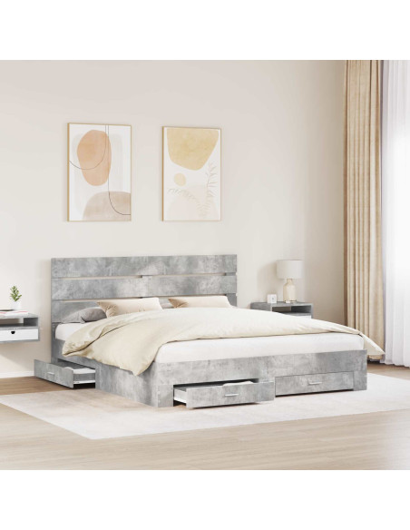 Struttura del letto con cassetto Grigio cemento 200 x 200 cm