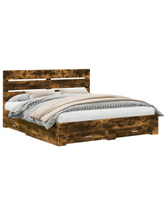 Struttura del letto Rovere fumé 200 x 200 cm Legno multistrato 2