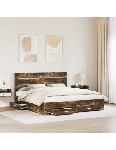 Struttura del letto Rovere fumé 200 x 200 cm Legno multistrato