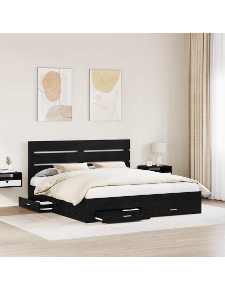 Struttura del letto Rovere Nero 180 x 200 cm Legno multistrato