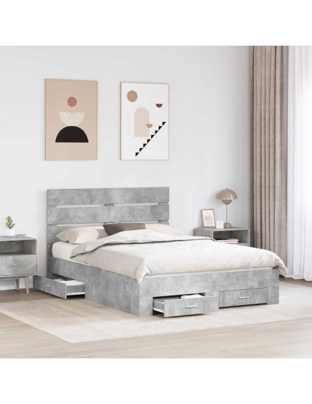 Struttura del letto con cassetto Grigio cemento 160 x 200 cm