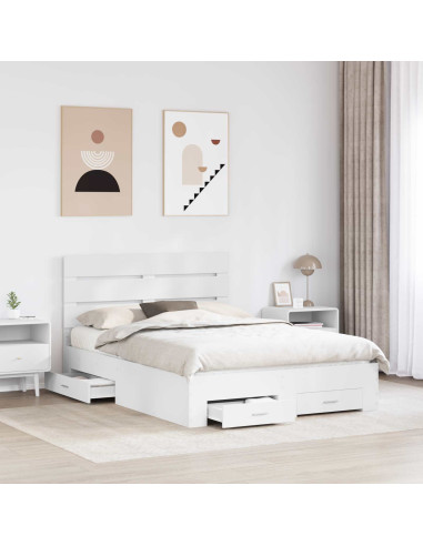 Struttura del letto Bianco 140 x 200 cm Legno multistrato