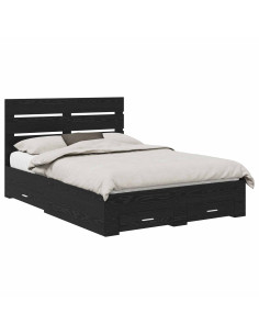 Struttura del letto Rovere Nero 140 x 190 cm Legno multistrato 2