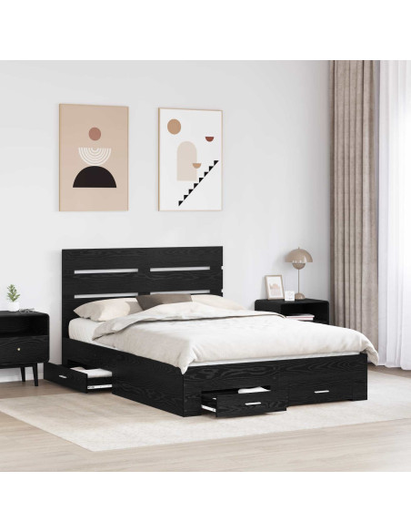 Struttura del letto Rovere Nero 140 x 190 cm Legno multistrato