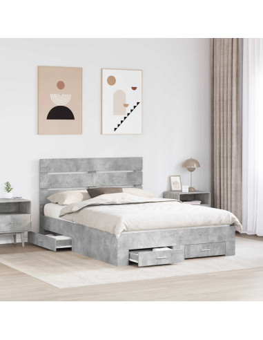 Struttura del letto con cassetto Grigio cemento 140 x 190 cm