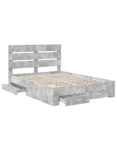 Struttura del letto con cassetto Grigio cemento 140 x 190 cm