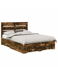 Struttura del letto Rovere fumé 140 x 190 cm Legno multistrato 2