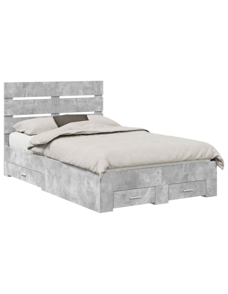 Struttura del letto con cassetto Grigio cemento 135 x 190 cm