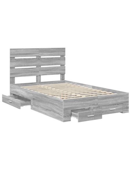 Struttura del letto con cassetto Grigio Sonoma 135 x 190 cm