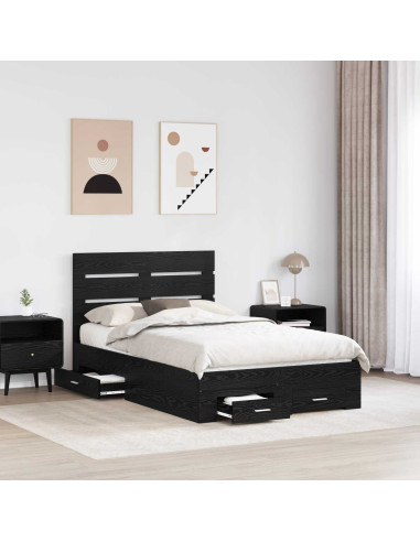 Struttura del letto Rovere Nero 120 x 190 cm Legno multistrato