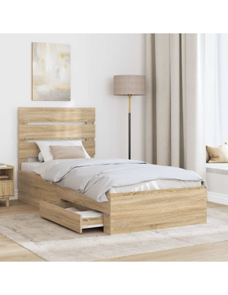Struttura del letto con cassetto Rovere Sonoma 100 x 200 cm