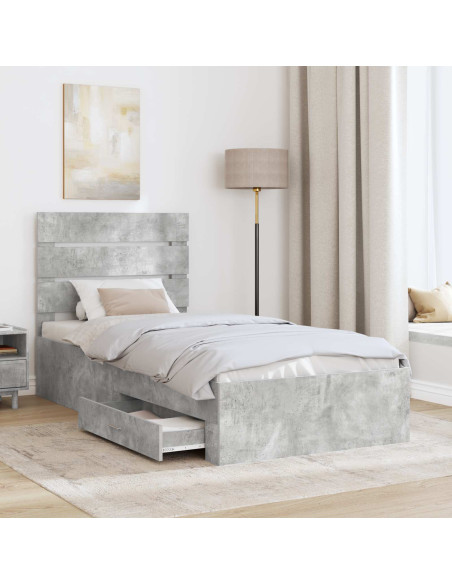 Struttura del letto con cassetto Grigio cemento 100 x 200 cm