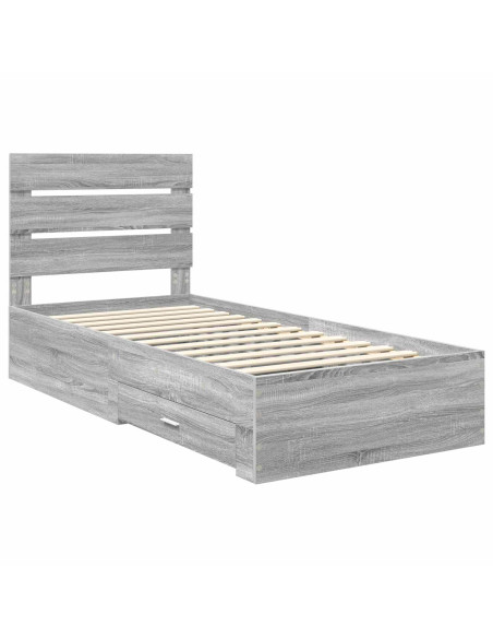 Struttura del letto con cassetto Grigio Sonoma 100 x 200 cm