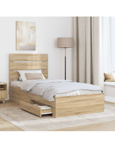 Struttura del letto Rovere Sonoma 90 x 200 cm Legno multistrato
