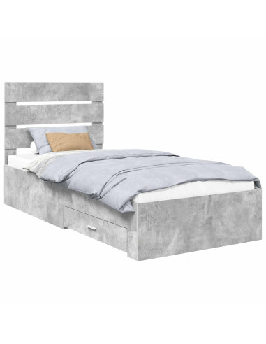 Struttura del letto con cassetto Grigio cemento 90 x 200 cm