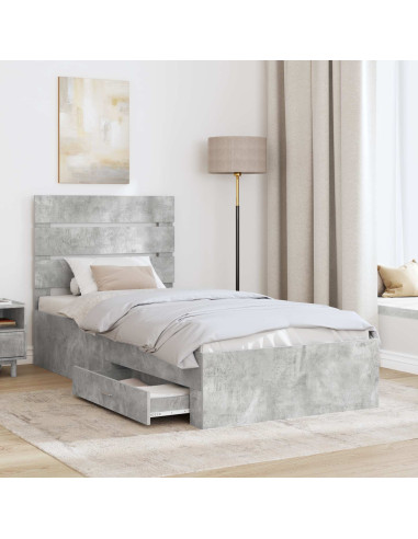Struttura del letto con cassetto Grigio cemento 90 x 200 cm