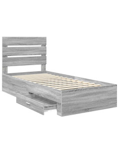 Struttura del letto Grigio Sonoma 90 x 200 cm Legno multistrato 2