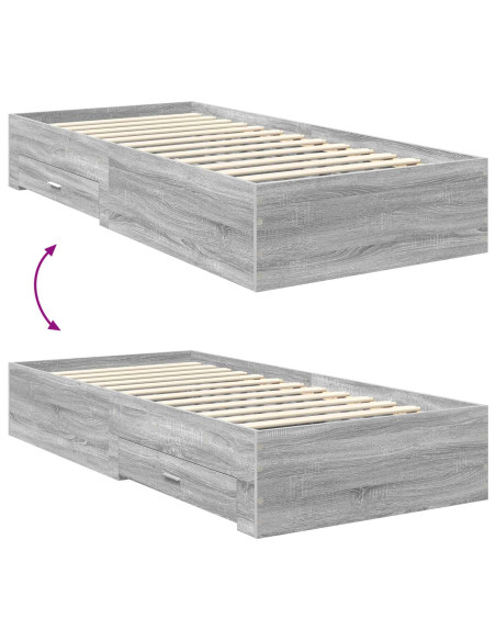 Struttura del letto Grigio Sonoma 90 x 200 cm Legno multistrato