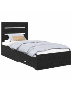 Struttura del letto Rovere Nero 90 x 190 cm Legno multistrato 2