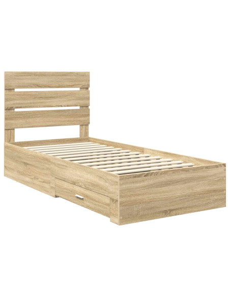 Struttura del letto Rovere Sonoma 90 x 190 cm Legno multistrato