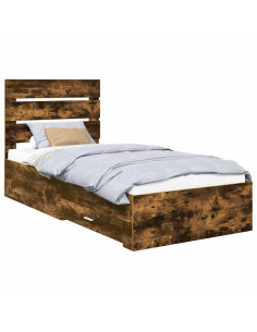 Struttura del letto Rovere fumé 90 x 190 cm Legno multistrato 2