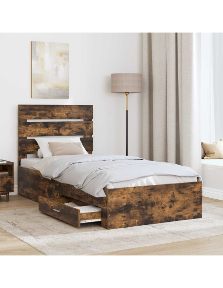 Struttura del letto Rovere fumé 90 x 190 cm Legno multistrato