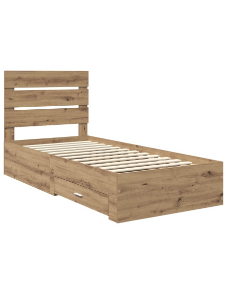 Struttura del letto con cassetto Rovere artigianale 90 x 190 cm