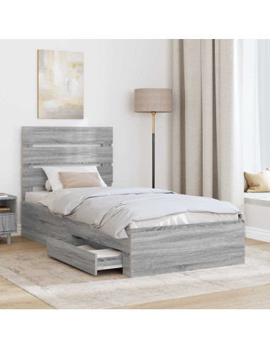 Struttura del letto Grigio Sonoma e Argento 75 x 190 cm