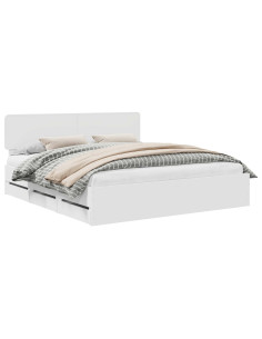 Struttura del letto Bianco 200 x 200 cm Legno Ingegnerizzato 2